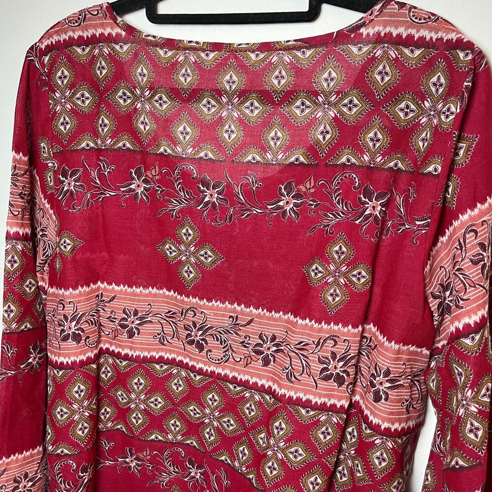 Denim & Supply‎ Ralph Lauren Boho Peasant Blouse Red Paisley Size Large Cottage - Picture 7 of 8